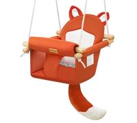 Balançoire en bois pour bébé avec ceinture de sécurité douce, siège confortable pour intérieur et extérieur, hauteur réglable, matériel de montage inclus, convient pour bébés et tout-petits (motif