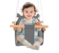 Balançoire en Bois pour Bébé, Balançoire pour Enfants Ours, à partir de 6 Mois, Installation Intérieure/Extérieure, Charge Max 25 kg (Gris)