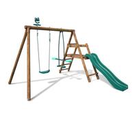 Balançoire en bois traité 2 agrès et toboggan Menthe