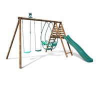 Soulet Portique en bois toboggan + balancelle + 2 balançoires - Narcisse - 004509