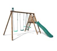 Soulet Portique en bois traité 5 enfants avec toboggan + 3 agrès - Violette - 004506