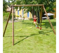 Balançoire En Bois Traité 3 Agrès Pacco Marron TU