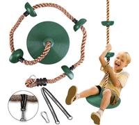 Balançoire en Corde d'escalade,Disque Siège de Balançoire,Balançoire en Plastique,Banc de Balançoire,Balançoire avec Plateforme,Corde d'escalade pour Jardin ou Slackline E-Pure Dark Green