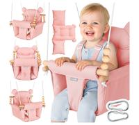 Balançoire enfant Malplay balançoire bébé en coton coussin 12-36 mois 60kg rose