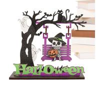 Balançoire fantôme d'Halloween en bois - Crâne et - Décoration | Artisanat créatif en bois de dessin animé, design balançoire, ambiance étrange, bureau, bibliothèque, cheminée
