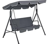 [en.casa] Balancelle de Jardin 3 Places Balançoire avec Auvent Réglable Amovible pour Terrasse Charge Maximale 270 kg Housse Imperméable Polyester Structure Acier 172 x 112 x 152 cm Gris Foncé