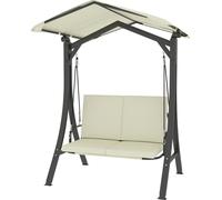 Balançoire hollywoodienne avec toit solaire réglable, housse de protection Balançoire de jardin 2 places, charge maximale 220kg, UV 30+ Banc de balançoire pour jardin, terrasse, 150x120x182cm, blanc c