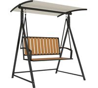 Balançoire hollywoodienne Outsunny avec toit solaire réglable, balançoire de jardin 2 places, résistante aux intempéries, supporte jusqu'à 240kg, 142 x 112 x 162cm, noire