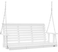 VEVOR Balançoire de porche en bois 1,2 m, banc de terrasse pour cour et jardin, forte capacité de charge améliorée 400 kg, banc de balançoire robuste avec chaînes de suspension pour extérieur, blanc