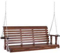 VEVOR Balançoire de porche en bois 1,7 m, banc de terrasse pour cour et jardin, forte capacité de charge améliorée 400 kg, banc de balançoire robuste avec chaîne de suspension pour extérieur, marron