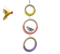 Balançoire Interactive à Suspendre en Bois à 3 Anneaux pour Perroquet avec Corde en Coton | pour intérieur et Maison, volière, Repos, Escalade, Conures à mâcher, inséparables
