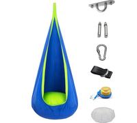 Balançoire lumineuse, chaise hamac suspendue sensorielle, siège de balançoire en coton amélioré avec lumières LED, oreiller gonflable et tous les accessoires, for une utilisation intérieure(Blue)