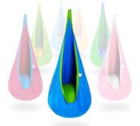 Balançoire lumineuse, chaise pivotante sensorielle en coton avec lumière LED, hamac suspendu avec oreiller gonflable et accessoires, tente hamac de camping for jardin, terrasse et maison(Blue)
