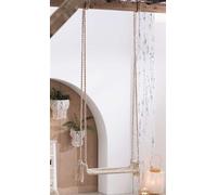Balançoire "Makramee" en métal et poly-coton, Balançoire suspendue d'intérieur en métal & tissu, Boho Chic