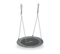 Relaxdays Balançoire nid d'oiseau Ronde, Ø 110 cm, à Suspendre, 100 kg, Gris, Enfant Adulte Jardin extérieur