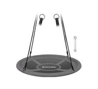tectake® Balançoire Nid d'Oiseau, Ø 100 cm, Testée 300 kg, Hauteur réglable | Conforme à la Norme DIN EN 71-8, Intérieur & Extérieur, Assise en Textilène, Bordure rembourrée, Résistante aux intempéries
