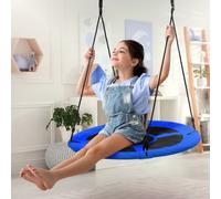 Balançoire nid d'oiseau rond Ø 100 cm bleu hauteur réglable pour enfants adultes
