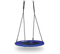 Balançoire nid d'oiseau ronde Relaxdays - 90 x 153 cm - Bleu foncé - 10020820_651