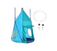 Balançoire nid d'oiseau ronde balançoire panier Ø 1,1 x 1,5H m - tente amovible incluse - accessoires inclus bleu