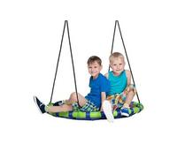 Balançoire nid d'oiseau ronde balançoire panier Ø 100 x 120-180H cm accessoires inclus bleu vert Bleu G