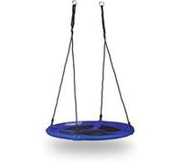 Balançoire nid d'oiseau ronde Relaxdays - 90 x 153 cm - Bleu foncé - 10020820_651