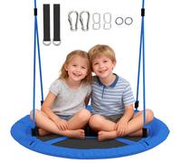 Balançoire nid jardin - AIYAPLAY - hauteur réglable - pour 2 enfants - charge 200 kg - Ø80 cm - bleu