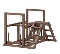 PawHut Aire de Jeux en Bois pour Poule, Perchoir en Bois pour Poule, avec balançoire, échelle, Plateformes, 82 x 60 x 55 cm, Marron