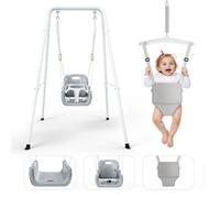 Balançoire Pliable et Robuste pour Tout-Petits avec Siège Sauteur pour Bébé Pieds Antidérapants Harnais Sécurité et Structure