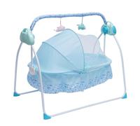 Balançoire pliable pour bébé - 5 vitesses de balançoire - 12 chansons - Fonction minuterie de 8 à 60 min - Avec moustiquaire et étagère à jouets - Lit bébé à bascule - Pour bébé de 0 à 18 mois