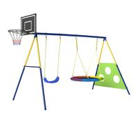 Balançoire Portique Enfant 4 En 1 Acier Jaune Bleu