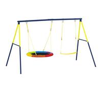 AIYAPLAY Balançoire portique pour Enfant avec Double balançoire, Aire de Jeu extérieure avec Cordes réglables, Cadre en Acier, pour 3-8 Ans, capacité de 150 kg, Multicolore