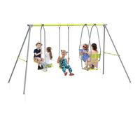 Balançoire 3 agrès portique 2 face à face et balançoire dim. 2,83L x 1,56l x 1,8H m métal époxy PE gris vert Vert G