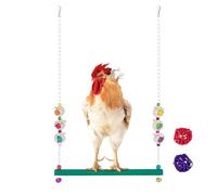 Balançoire Poule pour Poulailler avec Clochette | Jouet Volaille avec 2 Balles en Rotin,Perchoir en Bois pour Canaris Poulets Mainate Perruche Repos Et Jeu