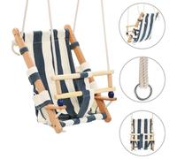Balançoire Pour Bébé Avec Ceinture De Sécurité Coton Bois Bleu