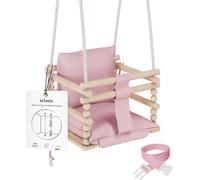 MAMOI® Balancoire Bebe pour Interieur, Siege balançoire pour bébé, Balancelle de Coton en Bois Naturel, Baby Swing pour Enfant à partir de 3 en 1