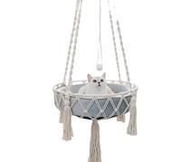Balançoire pour chat tressé à la main, hamac de sommeil pour chats. Structure de sécurité robuste pour balançoire pour chat avec anneau supérieur pour balcon au plafond