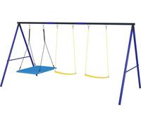 Balançoire pour enfants Outdoor Balançoire avec plateforme, balançoire ceinture, châssis de balançoire en acier, balançoire de jardin pour enfants Aosom