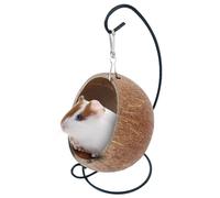Balançoire pour hamsters - Hamac suspendu en coquille de noix de coco, doux chaud, pour petits animaux, décoration d'habitat naturel, support d'anneau en métal | Point de repos mignon so