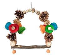 Balançoire pour oiseaux avec pommes de pin et épis de maïs en bois coloré pour perruches, perchoir de dressage, jouet pour décoration de cage