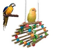 Balançoire Pour Oiseaux De Cage Perchoir en Bois aux Couleurs Vives | Balançoire Interactive pour Perruche Calopsitte Pour Conure Calopsitte Inséparable Canari Lapin Cochon D'Inde Chinchilla