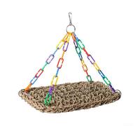 Balançoire pour oiseaux, jouet en jonc de mer tissé livré avec un crochet simple pour perroquets, plate-forme d'escalade et perchoir pour petits oiseaux (taille M)