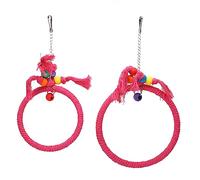 Balançoire pour Perroquet en Corde de Coton sûre |2 Tailles pour Grimper et mâcher |Jouet d'oiseau sûr pour perruches/calopsittes/Conures |Anneau de Suspension en Cage Robuste (Rose Red)