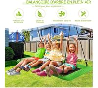 Balançoire Rectangulaire 150x80CM-GIANTEX-Charge 315KG-Cordes Réglables 100-180CM Balançoire Nid d'Oiseaux Tissu Oxford Vert