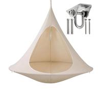 Balançoire ronde - Capacité de poids de 99,8 à 200 kg - Hamac suspendu d'intérieur avec crochet en acier inoxydable - Chaise balançoire bleue, 1,5 x 1,5 m