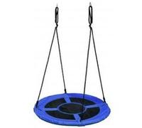 Balancoire ronde nid d'oiseau 100cm bleu - cadre acier tissu pe hauteur reglable 160cm max charge 100kg max - enfant adulte - agres portique Bleu