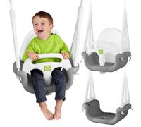 Balançoire seau 3 en 1 - Ricokids - Gris-blanc - Évolutive - Sécurité renforcée - Utilisation intérieure et extérieure