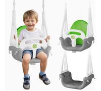 Balançoire seau modulaire 3 en 1 - JANSHOP - Gris-vert - Pour enfants de 6 mois à 7 ans - Structure antidérapante