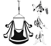 Balançoire Sexuelle pour Couples, Charge 400kg, Pivotant à 360° avec Appui-tête et Coussin de Siège, Coussin Rembourré Extra Large, Kit de Fixation Plafond avec Vis d’Expansion, Sangles Réglables