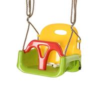 Balançoire siège 3 en 1 évolutif réglable enfant - dossier, barre en t amovibles, ceinture vert TU