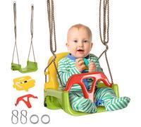 Balançoire siège 3 en 1 - Outsunny - évolutif enfant dossier barre t amovibles 9-36 mois hauteur ajustable - plastique - orange